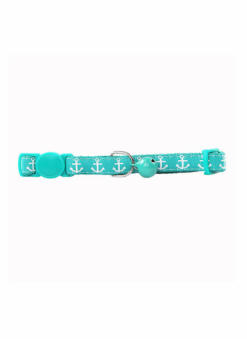 Pawise Cat Collar - Green With Anchor Print